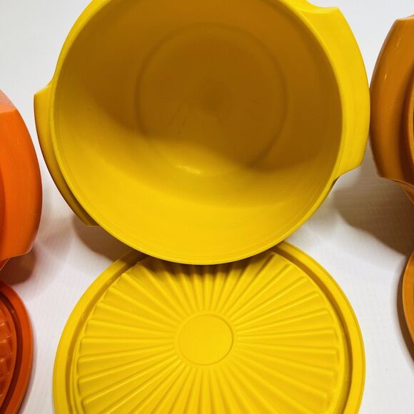 Vintage Tupperware Bowl Lot, Orange, Yellow, Brown, Clear - Picture 12 of 16